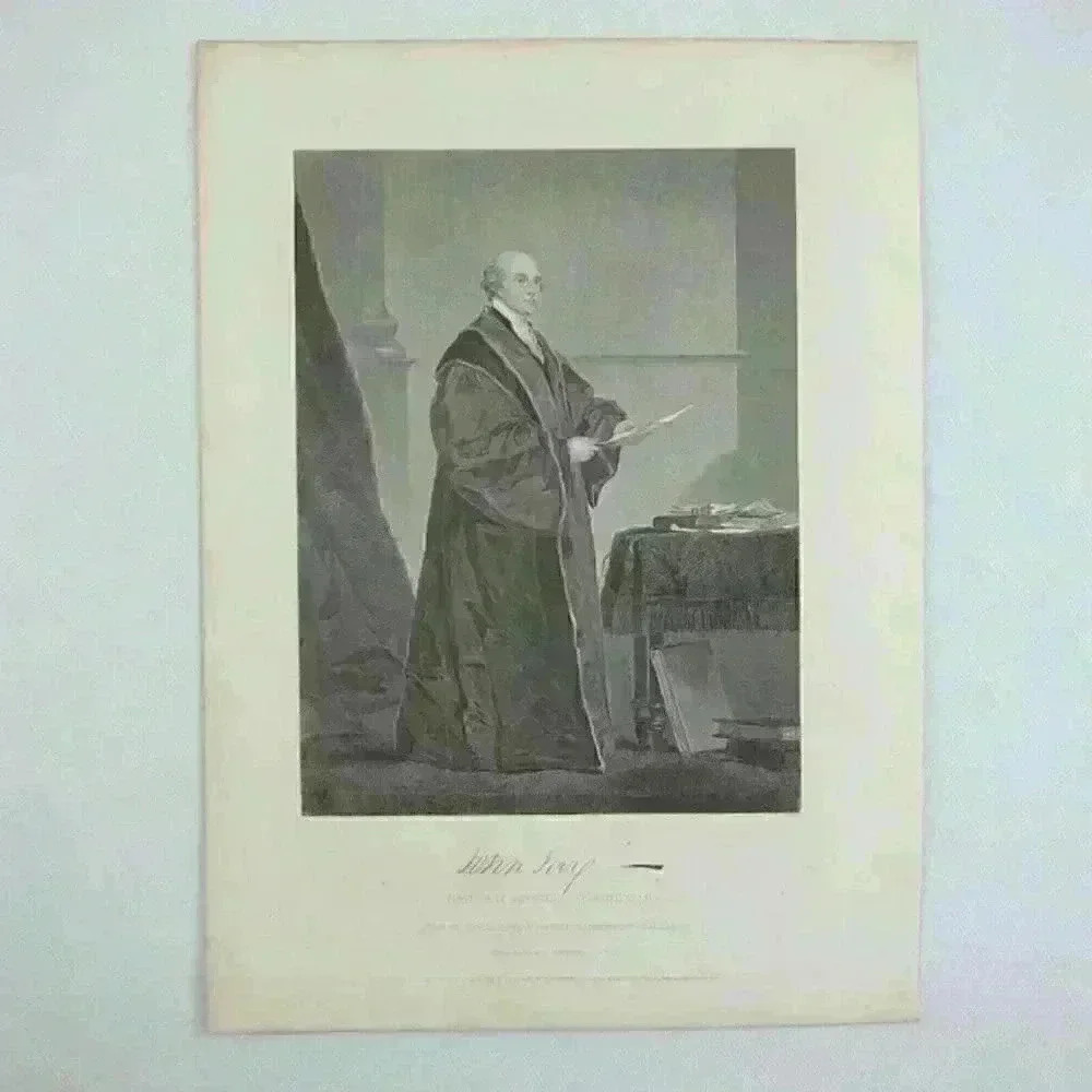 Art Print John Jay Portrait America 1st Chief Justice Supreme Court Antique 1862 - Picture 7 of 12